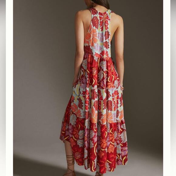 Omika Anthropologie Floral V-Neck Sleeveless Maxi Dress - Picture 2 of 10
